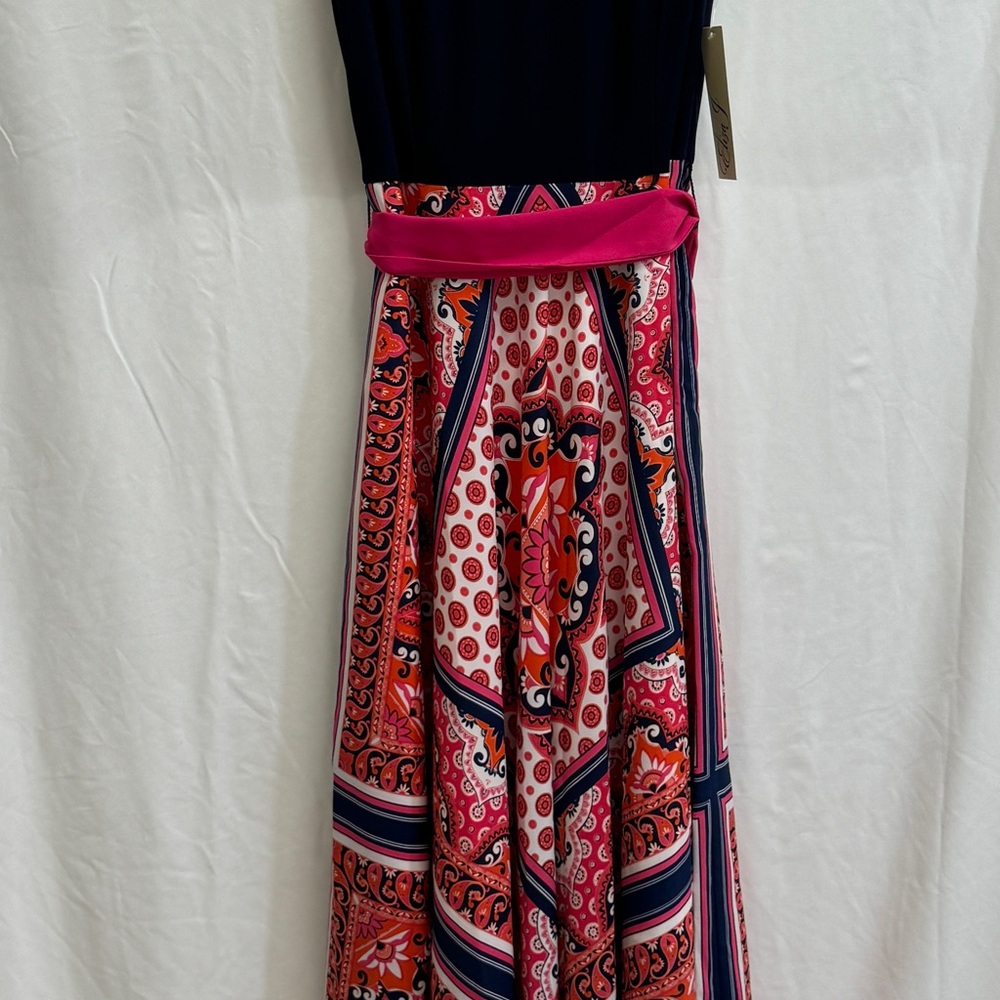 Blue and pink floral maxi dress